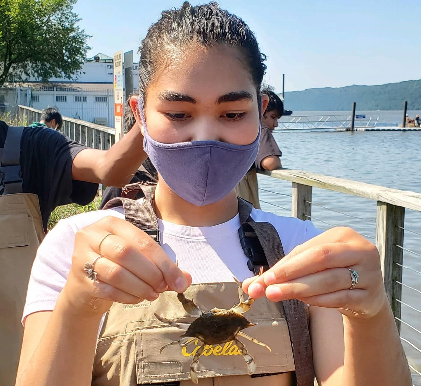 Student Holding Blue Crab